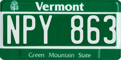 VT license plate NPY863