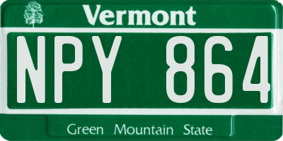 VT license plate NPY864