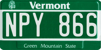 VT license plate NPY866