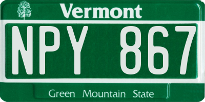 VT license plate NPY867