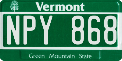 VT license plate NPY868