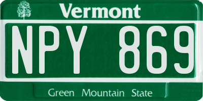 VT license plate NPY869