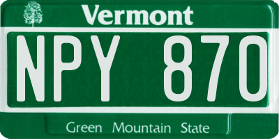 VT license plate NPY870