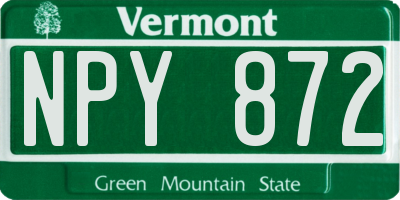 VT license plate NPY872