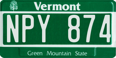VT license plate NPY874