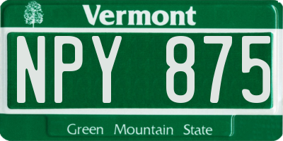 VT license plate NPY875