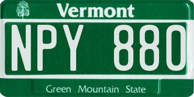 VT license plate NPY880