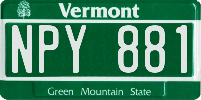 VT license plate NPY881