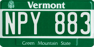 VT license plate NPY883