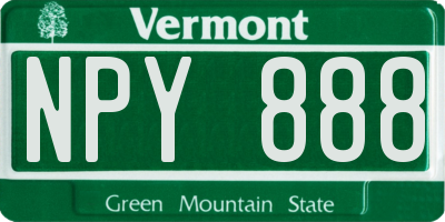 VT license plate NPY888