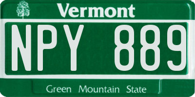VT license plate NPY889