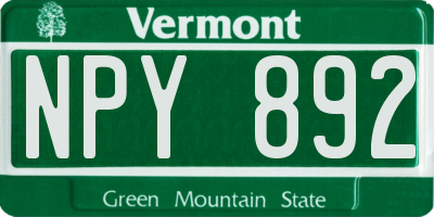 VT license plate NPY892