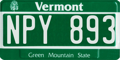 VT license plate NPY893