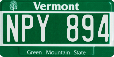 VT license plate NPY894