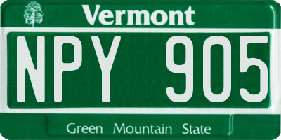 VT license plate NPY905