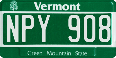 VT license plate NPY908