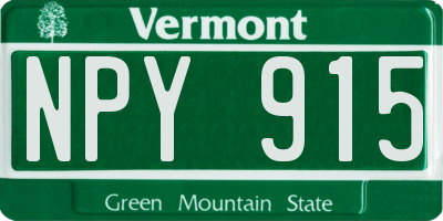 VT license plate NPY915