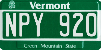 VT license plate NPY920