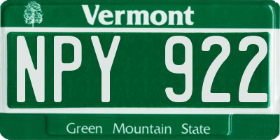 VT license plate NPY922