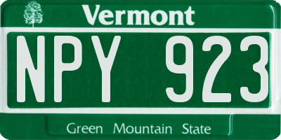 VT license plate NPY923