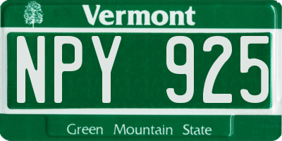 VT license plate NPY925