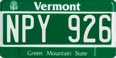 VT license plate NPY926