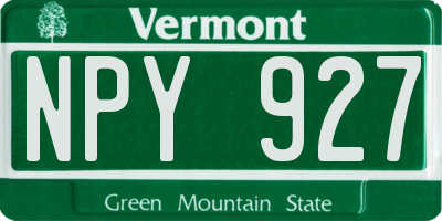 VT license plate NPY927
