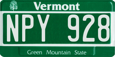 VT license plate NPY928
