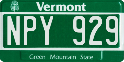VT license plate NPY929