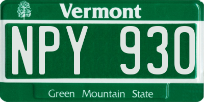 VT license plate NPY930