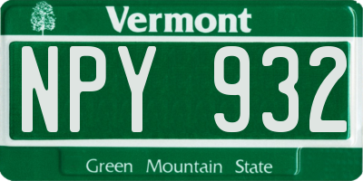 VT license plate NPY932