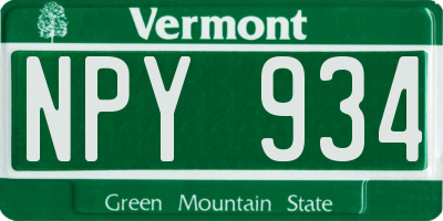 VT license plate NPY934