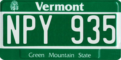 VT license plate NPY935