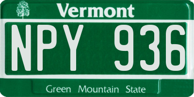 VT license plate NPY936