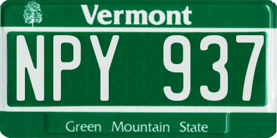 VT license plate NPY937