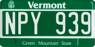 VT license plate NPY939