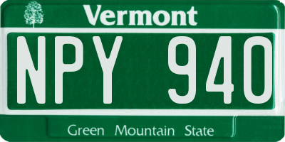 VT license plate NPY940