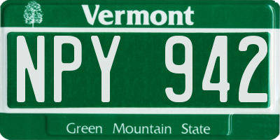 VT license plate NPY942
