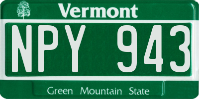 VT license plate NPY943