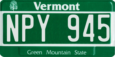 VT license plate NPY945