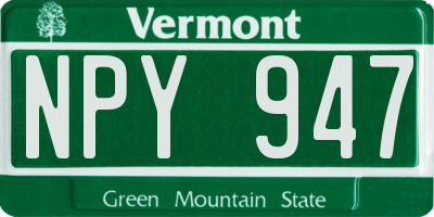VT license plate NPY947