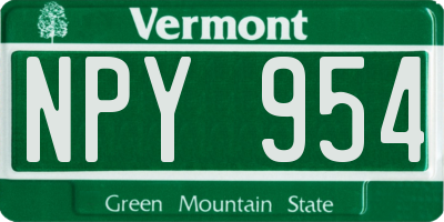 VT license plate NPY954