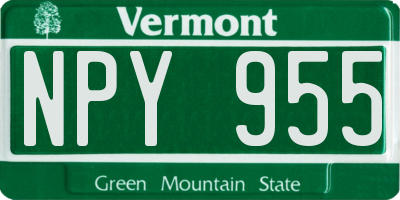 VT license plate NPY955