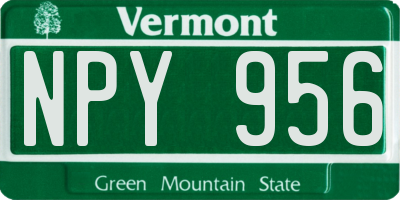 VT license plate NPY956