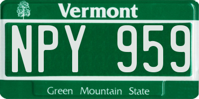 VT license plate NPY959