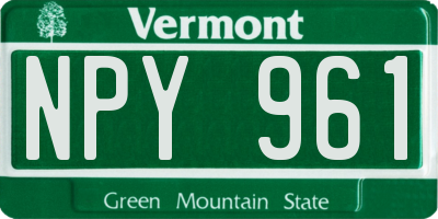 VT license plate NPY961