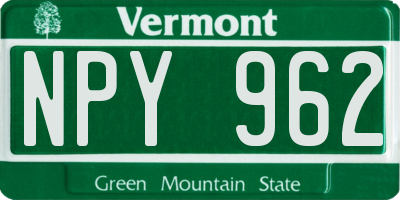 VT license plate NPY962