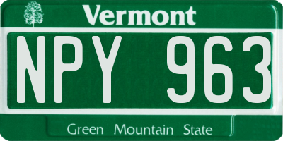 VT license plate NPY963