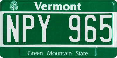 VT license plate NPY965