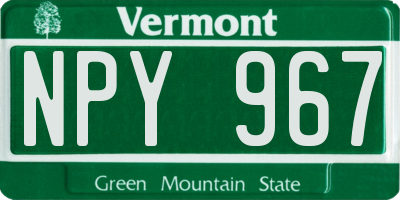 VT license plate NPY967